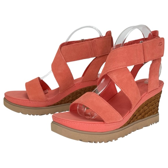 UGG Ileana Pink Suede Leather Womens Platform Sandals Size 10M - Picture 9 of 13